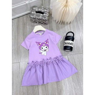 Váy bé gái hoạ tiết kuromi,baby three, đầm bé gái size 10-30kg màu tím hot hit
