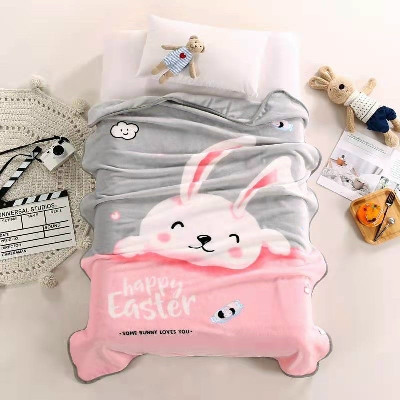 Chăn tuyết nhung sữa hoạt hình cho bé mềm mịn ấm áp, chăn văn phòng, chăn điều hoà, picnic kích thước 1m-1m4 Xịn Bedding