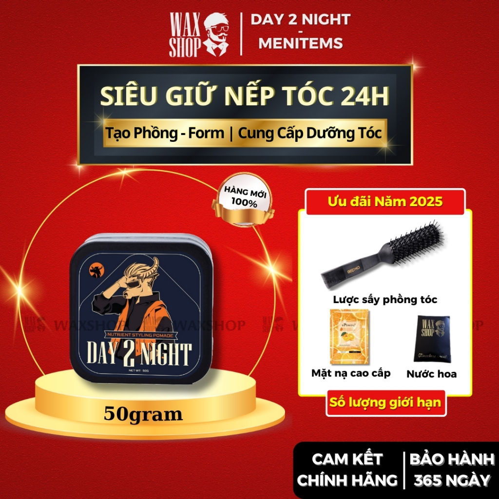 Sáp vuốt tóc nam Menitems Day 2 Night chính hãng gel, wax dưỡng tóc ...