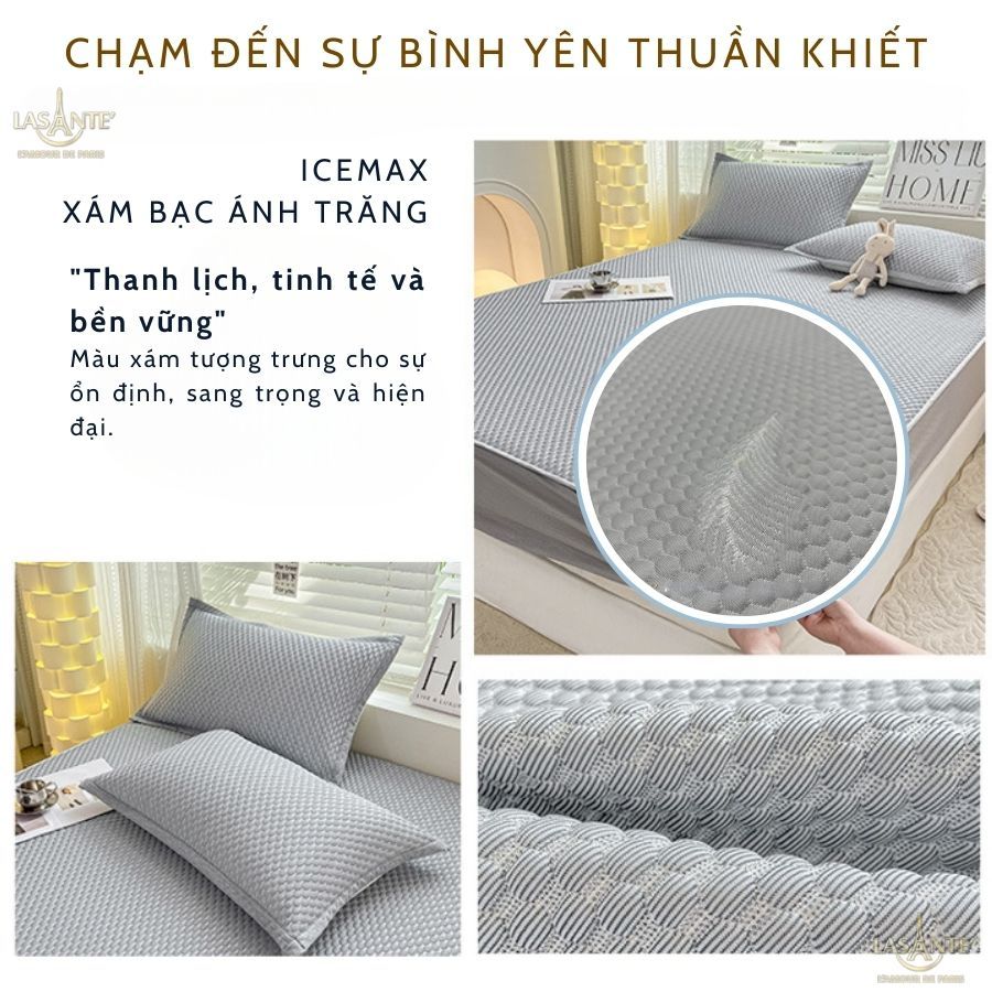 Ảnh Bộ Ga Gối Thun Lạnh Icemax Lasante Chất Liệu Spandex+Sợi T Cool Mát Mẻ, Thấm Hút Tốt, An Toàn Cho Da 3
