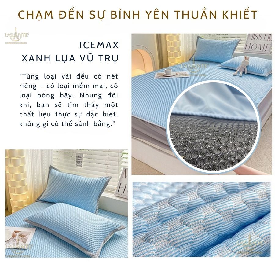 Ảnh Bộ Ga Gối Thun Lạnh Icemax Lasante Chất Liệu Spandex+Sợi T Cool Mát Mẻ, Thấm Hút Tốt, An Toàn Cho Da 4
