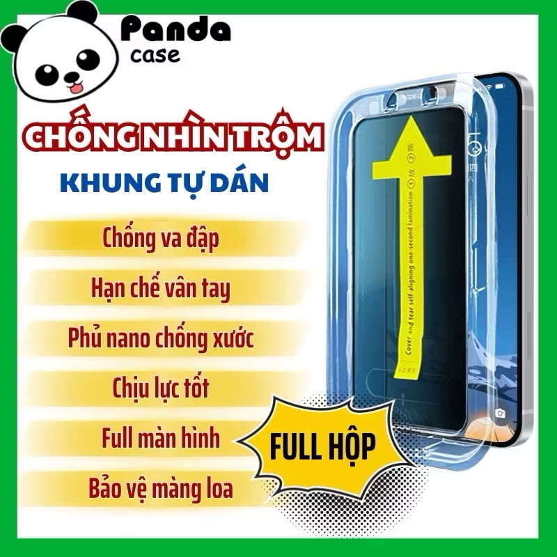 Kính Cường Lực Iphone Tự Dán Chống Nhìn Trộm, trong suốt FULL HỘP Cho ip 7P/8P/X/Xsmax/11/11promax/...17promax