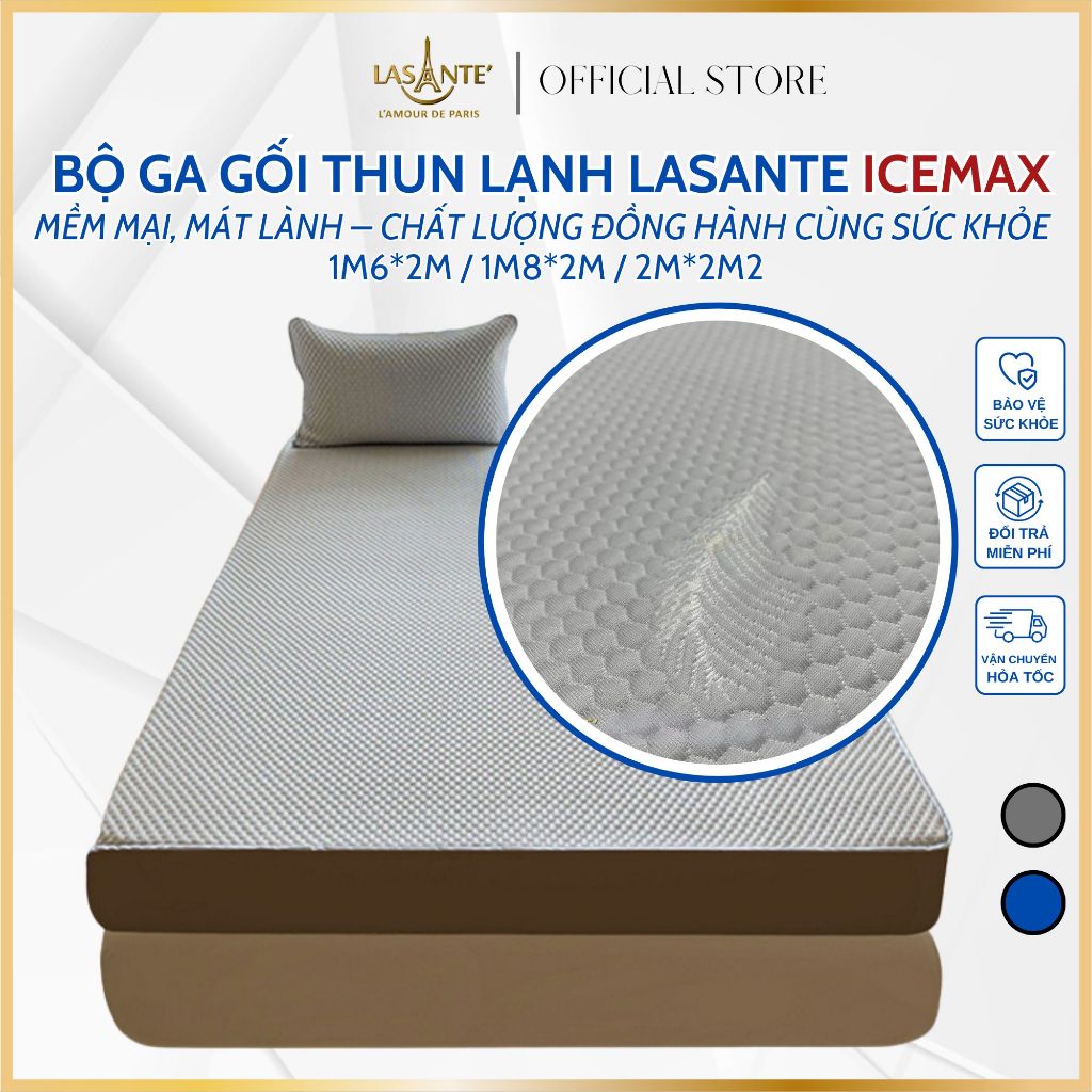 Ảnh Bộ Ga Gối Thun Lạnh Icemax Lasante Chất Liệu Spandex+Sợi T Cool Mát Mẻ, Thấm Hút Tốt, An Toàn Cho Da 1