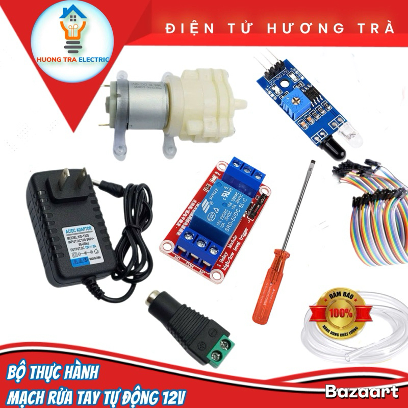 [12V] Bộ Thực Hành Đầy Đủ Mạch Rửa Tay Tự Động Dành Cho Học Sinh Môn Công Nghệ Lớp 8