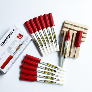 Hộp 12 Chiếc Bút Dạ Dầu Nhiều Màu, Bút Lông Dầu Monami Namepen F/ Namepen M (Hộp 12 cây)