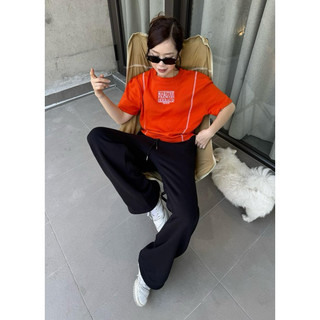 MIDDUA - Tee2501 Áo thun nữ lửng thêu chữ