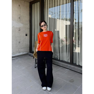 MIDDUA - Tee2501 Áo thun nữ lửng thêu chữ