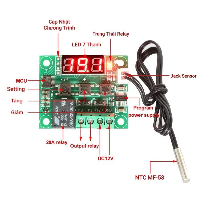 Bộ Thực Hành Đầy Đủ Mạch Cảm Biến Nhiệt Độ Dành Cho Học Sinh - Sinh Viên (Môn Công Nghệ Lớp 8)
