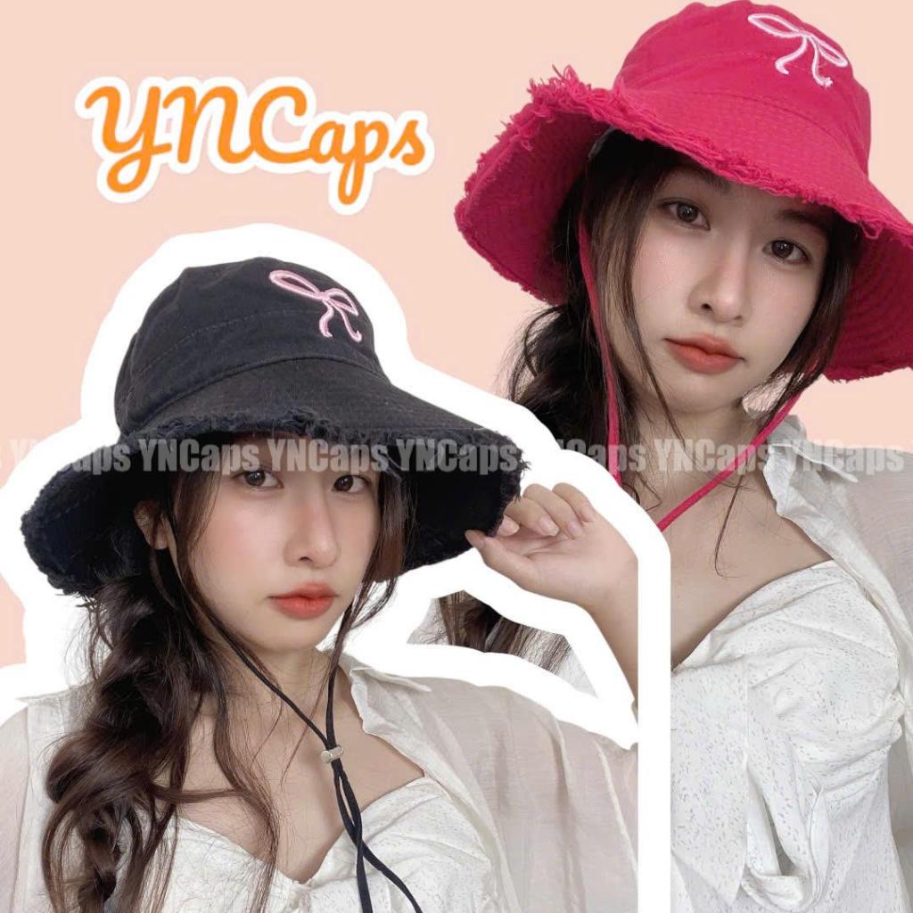 Nón bucket tua rua viền rách nơ hồng mũ tai bèo rộng vành chống nắng ...