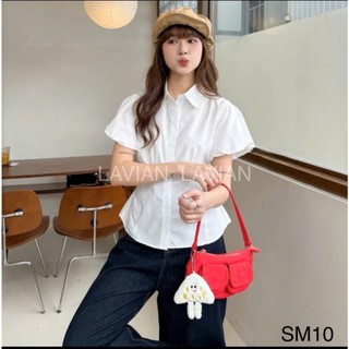 Áo sơ mi tay bồng dây buộc eo dáng babydoll LAVIAN SM10