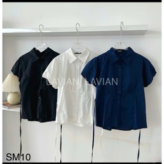 Áo sơ mi tay bồng dây buộc eo dáng babydoll LAVIAN SM10