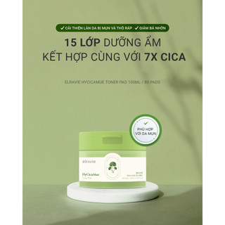Bộ Đôi Elravie HycicaMue Làm Dịu, Phục Hồi Làn Da Mụn (Toner Pad & HyCicaMue Ampoule)