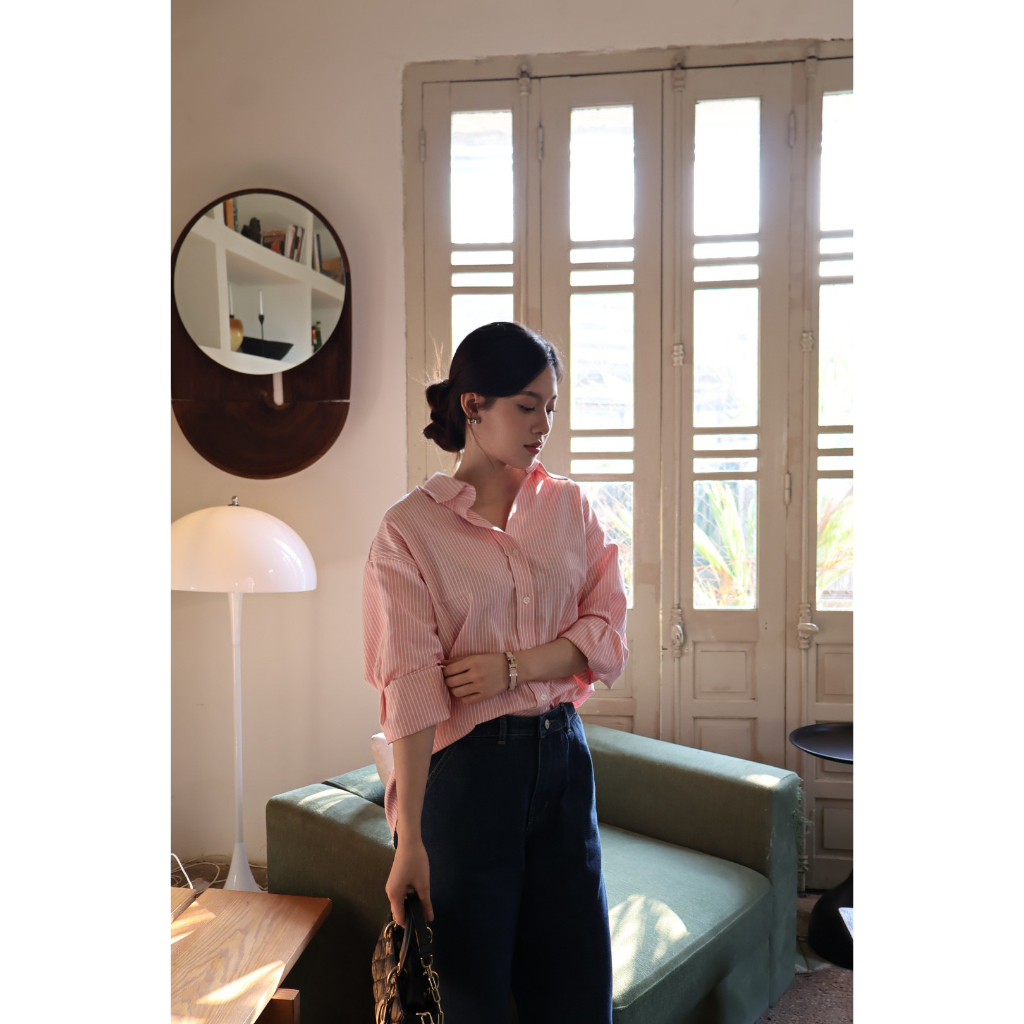 Ảnh Áo sơ mi oversized MONO TALK (tổng hợp màu) vải poplin hạn chế nhăn, mềm mát T10001FT 2