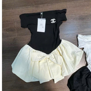 Đầm Thun Zip Trễ Vai Phối Thô Belum Bồng Bềnh Nữ Thời Trang
