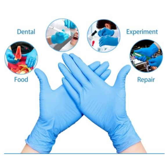 (Cam Kết Đủ 100 Chiếc) Bịch Găng tay cao su Nitrile không bột, 3 màu Trắng/Xanh/Đen Chuyên Dùng Spa, Phun Xăm..