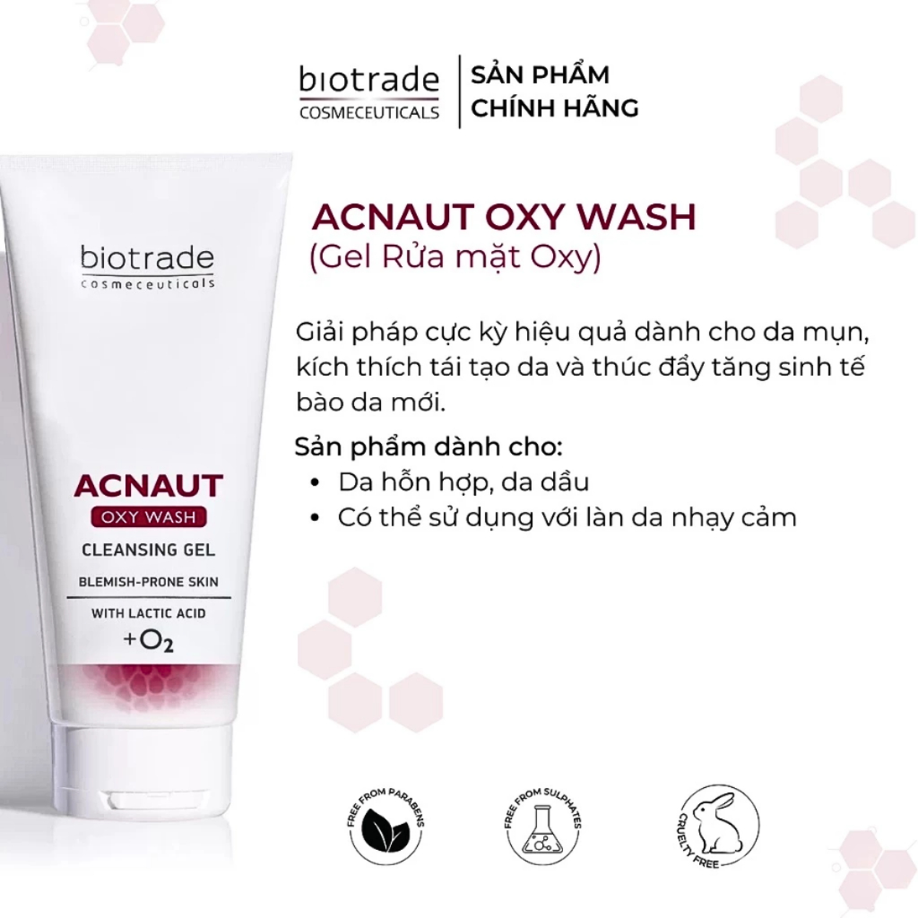 Ảnh Sữa Rửa Mặt Dạng Gel Biotrade Acnaut Oxy Wash - Kiểm Soát Nhờn, Hỗ Trợ Giảm Mụn, Dịu Nhẹ Cho Da 2