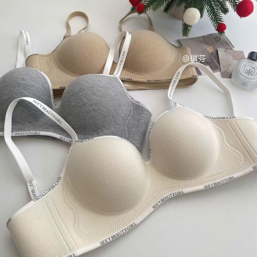 Áo lót nâng ngực đệm dày 5cm 08, Áo lót đệm dày chất cotton viền chữ mới