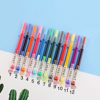12 bút gel mực màu, bút gel nét 0.5mm 12 màu mực, combo 12 chiếc đủ màu bút gel 1006