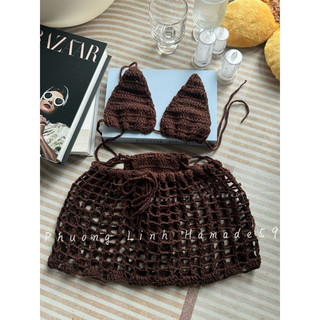 Set bikini lưới len dành cho nữ (3 món)