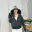 Áo khoác nỉ thêu chữ GELIN chống nắng mũ to tay xỏ ngón dáng croptop thêu zip đi nắng