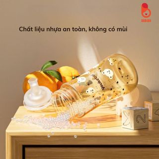 Bình tập hút chống sặc Youkebei cho bé dung tích 300ml, họa tiết gấu dễ thương