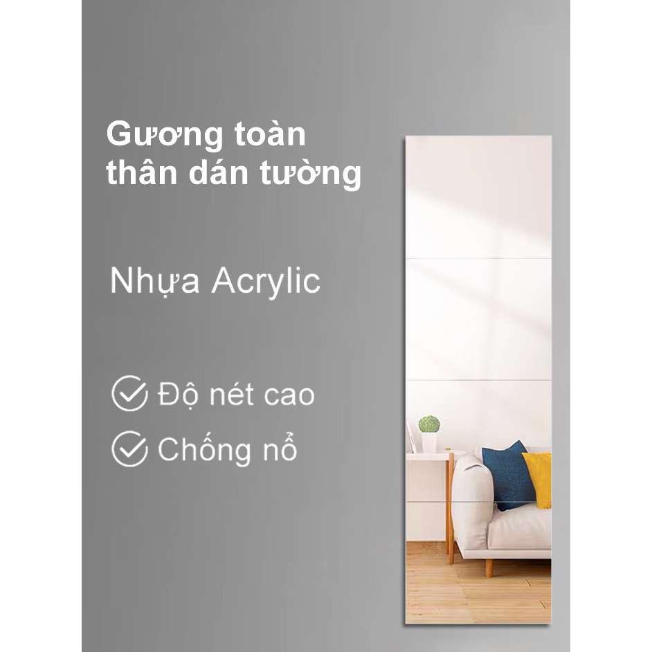 【Bồi thường 100% khi bị vỡ】OOKAS Gương Dán toàn thân chống vỡ soi Không cần khoan tường Phòng tắm tủ quần áo khâu