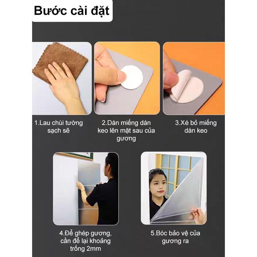 【Bồi thường 100% khi bị vỡ】OOKAS Gương Dán toàn thân chống vỡ soi Không cần khoan tường Phòng tắm tủ quần áo khâu