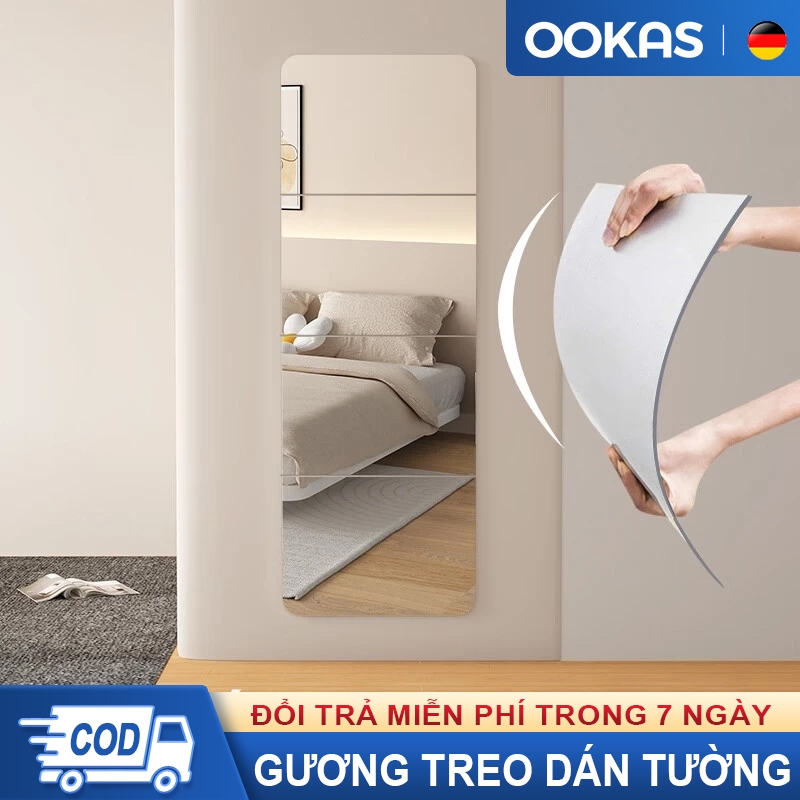 【Bồi thường 100% khi bị vỡ】OOKAS Gương Dán toàn thân chống vỡ soi Không cần khoan tường Phòng tắm tủ quần áo khâu