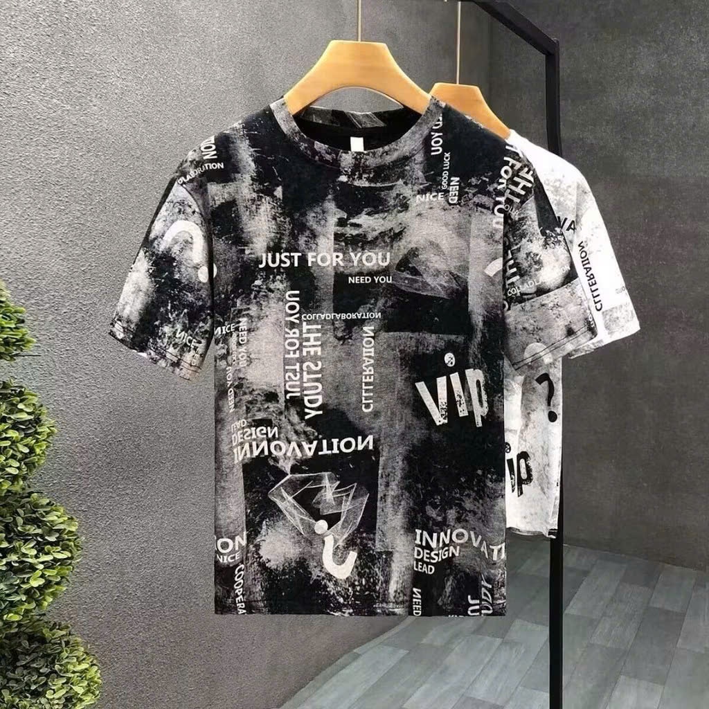 Áo thun nam cổ tròn tay ngắn in họa tiết VIP cực đẹp,chất vải cotton co giãn thoáng mát trẻ trung năng động Menswear Top