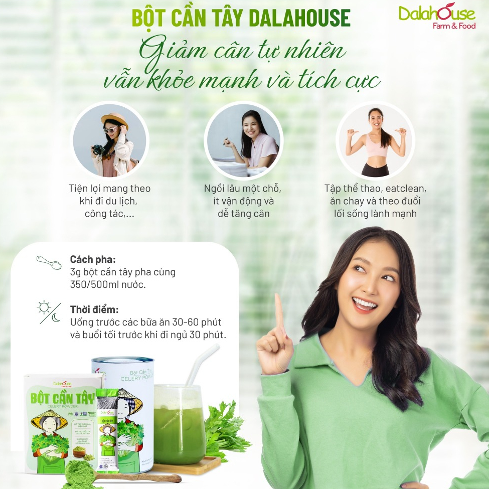 Ảnh Bột cần tây detox nguyên chất sấy lạnh Dalahouse bột rau củ hữu cơ đạt chuẩn Châu Âu 1