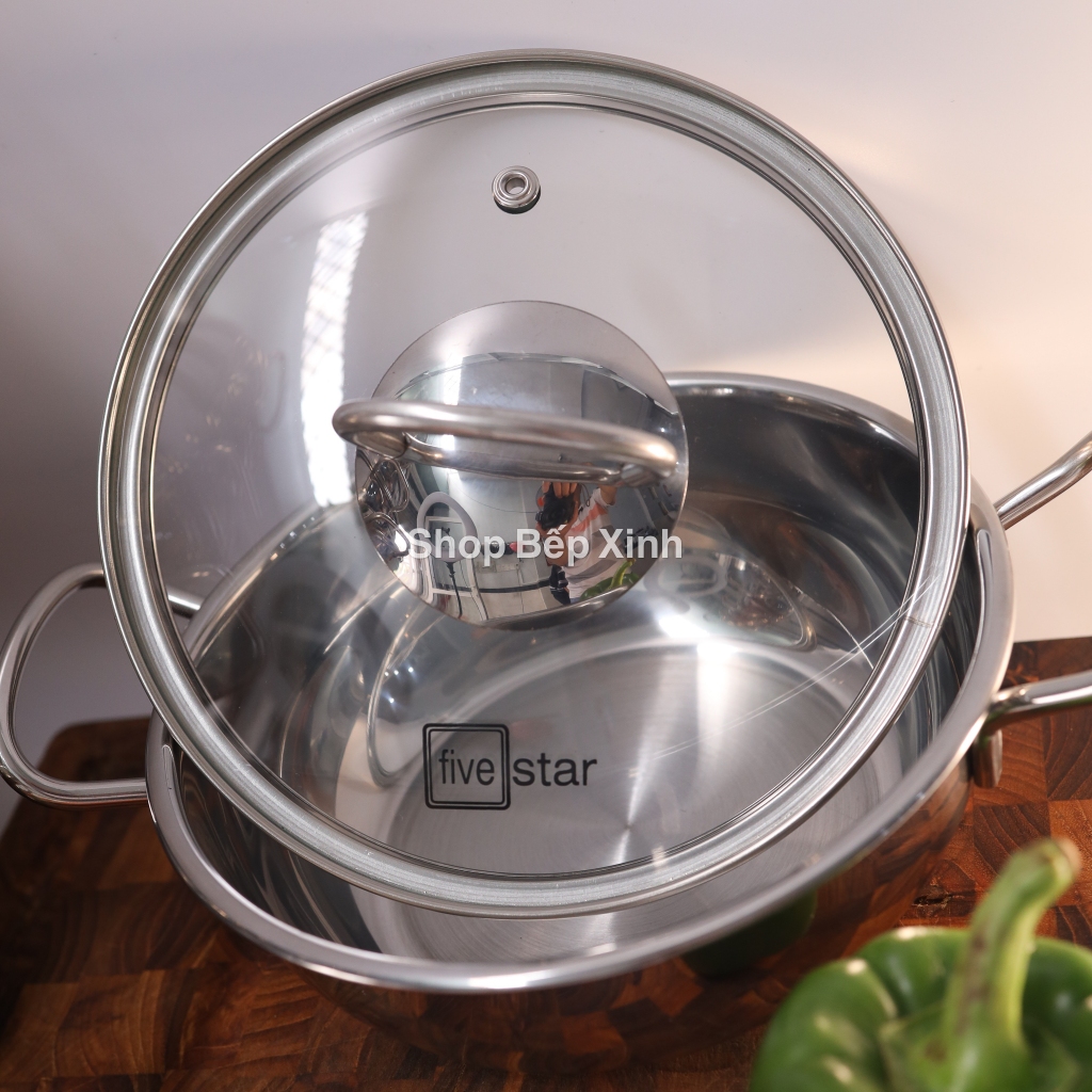 Ảnh Nồi lẩu inox 430 cao cấp Fivestar nắp kính size 18cm | 20cm | 22cm | 24cm | 26cm | 28cm , 3 đáy sandwich phù hợp mọi bếp 4