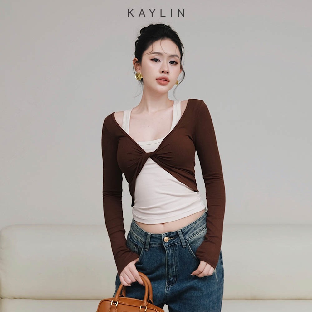 Ảnh Set KAYLIN 2 áo kiểu xoắn eo phối áo ba lỗ chất vải thun co giản phong cách cá tính - N2432 1