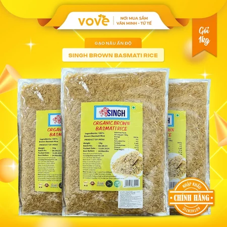 Gạo lứt Ấn Độ SINGH Brown Basmati rice, phù hợp người tiểu đường, giảm cân, 1kg
