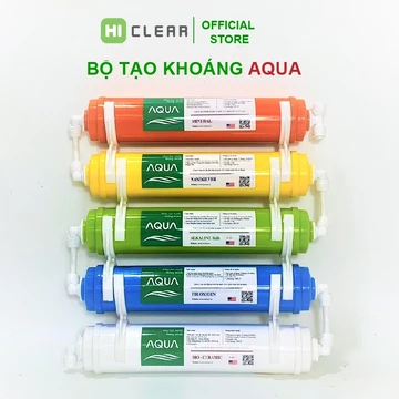 BỘ LÕI TẠO KHOÁNG AQUA 56789 bộ 5 quả lọc cung cấp chất khoáng, dùng cho tất cả các máy lọc nước Ro