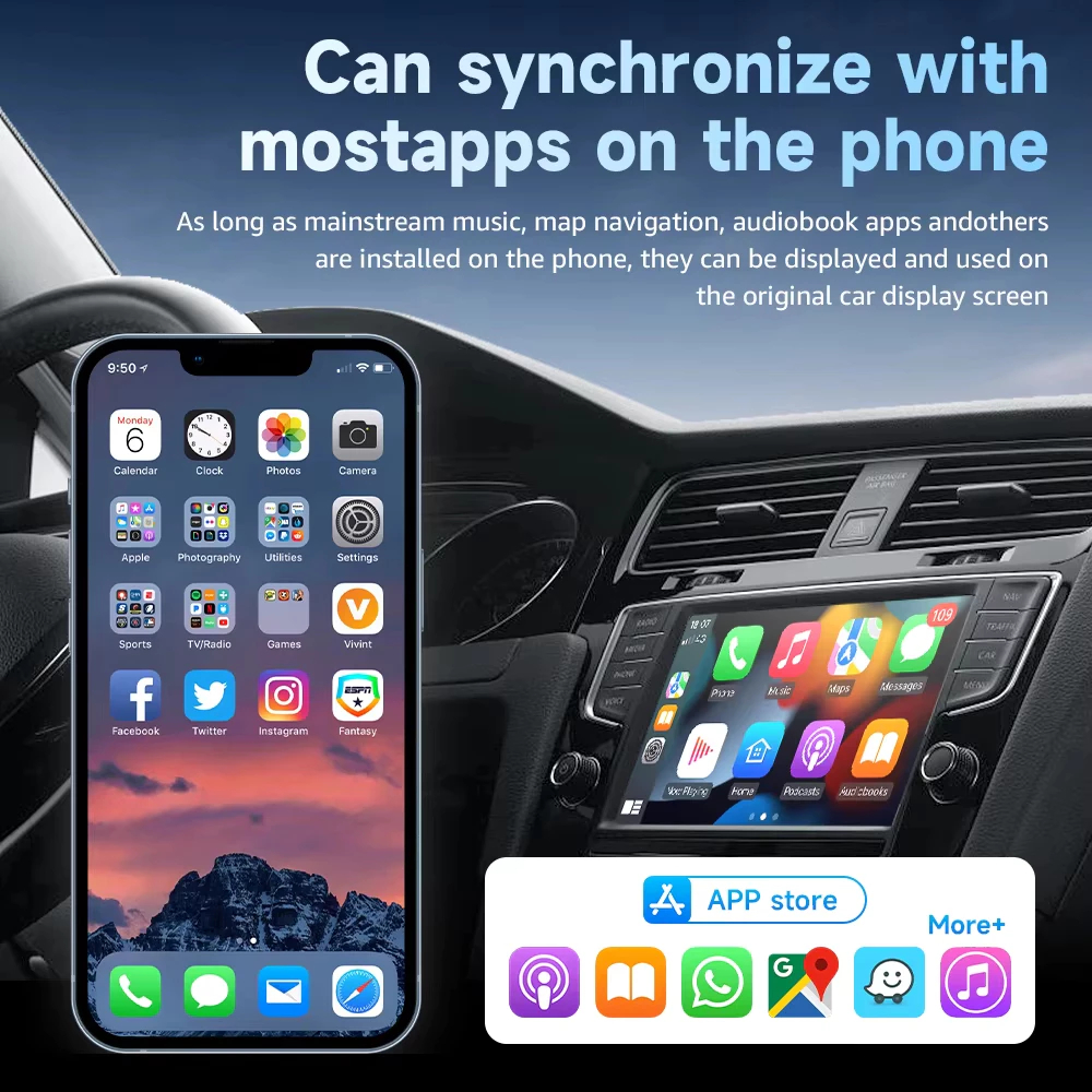 Bộ chuyển đổi tự động Android CarPlay không dây cho ô tô, CarPlay không dây & Android tự động, bắt tín hiệu tốt, nhỏ gọn