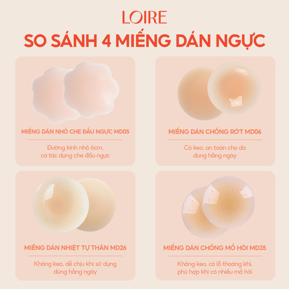 Combo 3 Miếng Dán Nhiệt Có Keo, Không Keo, Miếng Dán Nhiệt Tự Thân, Miếng Dán Chống Mồ Hôi Loirechic MD