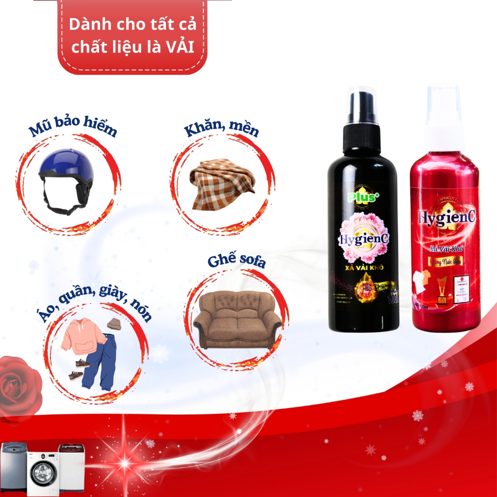 Ảnh Combo 2 chai nước xả vải khô HygienC dạng xịt thơm quần áo - Dung tích 100ml 3