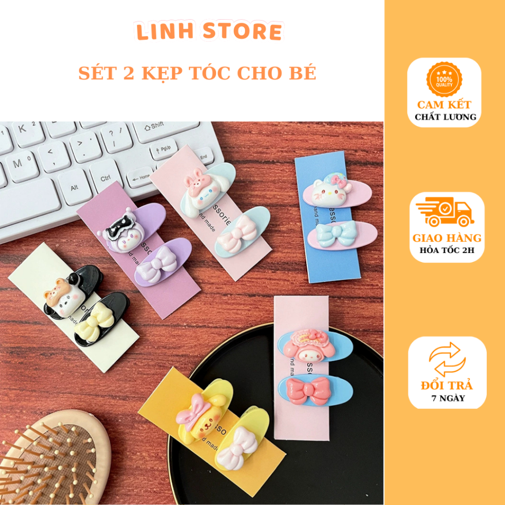 SÉT 2 KẸP TÓC HOẠT HÌNH DỄ THƯƠNG CHO BÉ