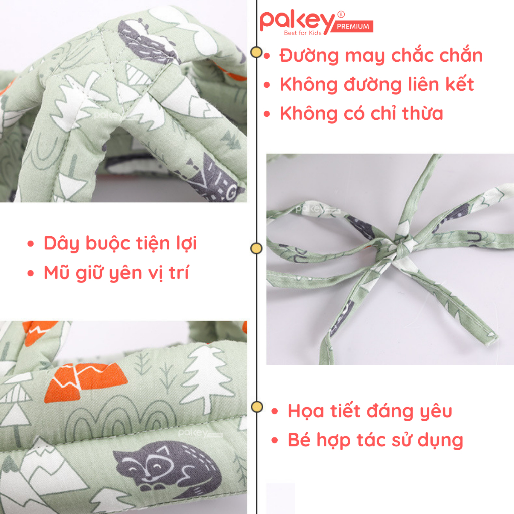 Ảnh Mũ Bảo Vệ Đầu Cho Bé PAKEY An Toàn, Mũ Bảo Hộ Tập Đi Lõi Bông Êm Ái Trẻ Em 1