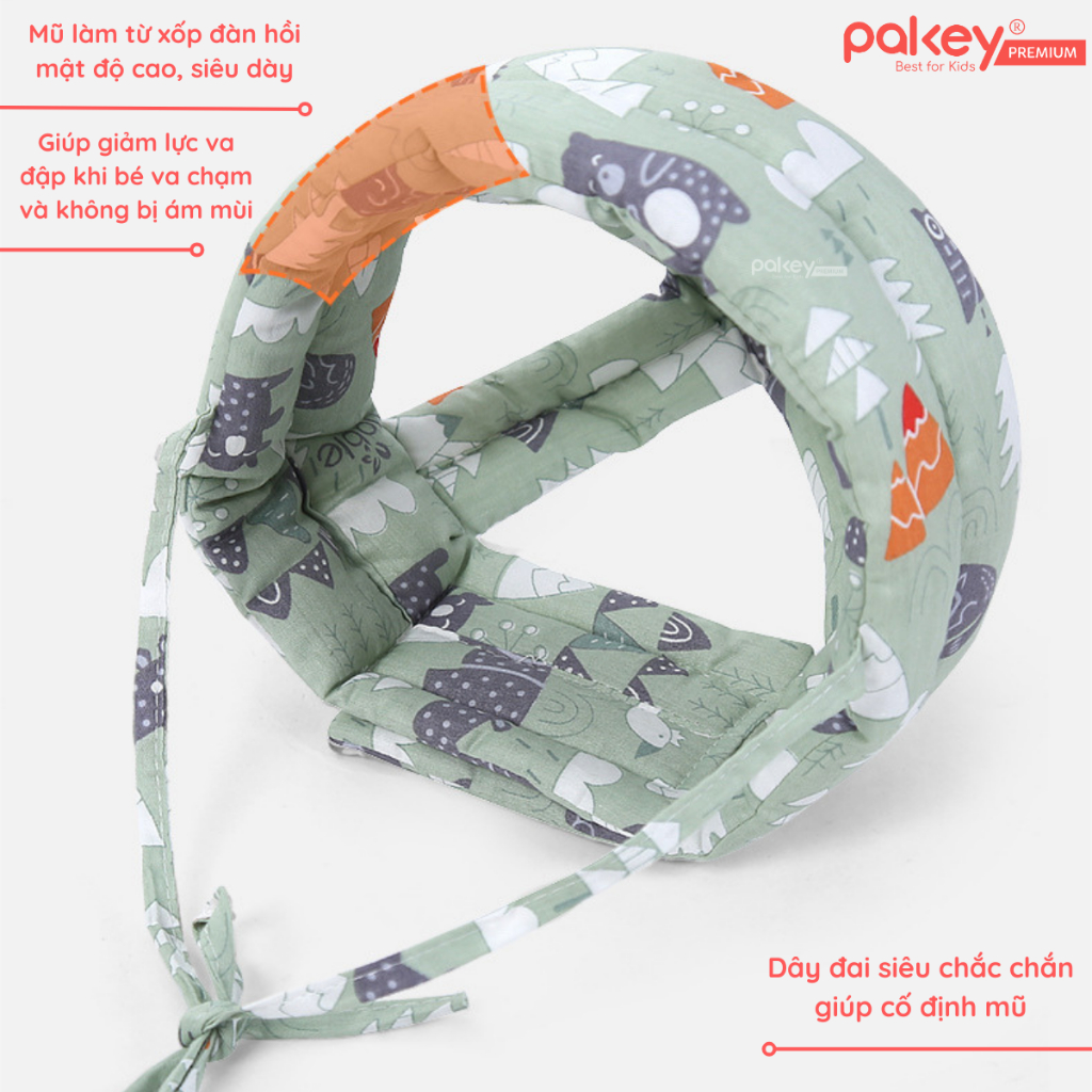 Ảnh Mũ Bảo Vệ Đầu Cho Bé PAKEY An Toàn, Mũ Bảo Hộ Tập Đi Lõi Bông Êm Ái Trẻ Em 3