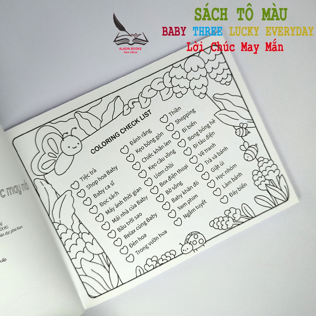 Sách-Tô Màu Baby Three Lucky Everyday- Lời Chúc May Mắn - Quà Tặng Kèm Theo-Lant Tiểu Tranh