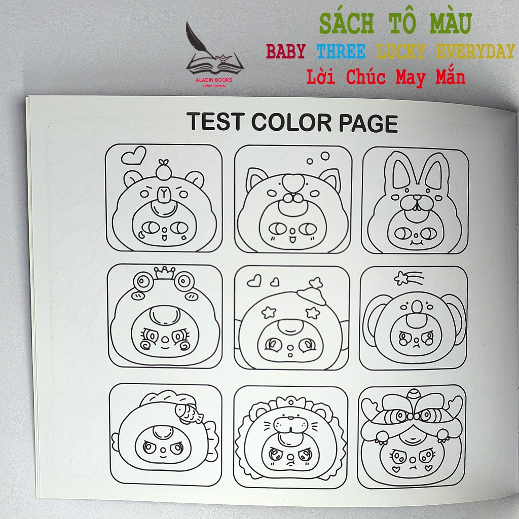 Sách-Tô Màu Baby Three Lucky Everyday- Lời Chúc May Mắn - Quà Tặng Kèm Theo-Lant Tiểu Tranh