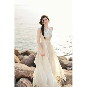 ĐẦM VOAN MAXI ĐI BIỂN THỜI TRANG NỮ THIẾT KẾ NHẸ NHÀNG ĐẦM MAXI CỔ YẾM TUA RUA PHONG CÁCH TỈ TỈ TRUNG HOA