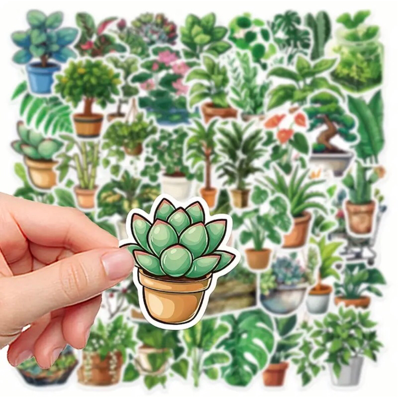 Set 100 sticker cây cảnh kiểng xinh đẹp trang trí sổ tay notebook cực đẹp