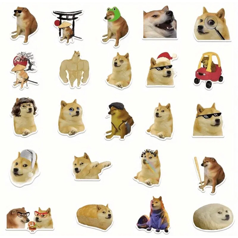 60 Sticker Cheems Meme Chó Vui Nhộn Hài Hước, Hình Dán Chống Thấm Nước Trang Trí Mũ Bảo Hiểm, Ván Trượt, Xe, Sổ tay