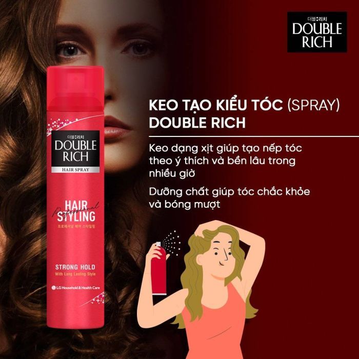 Ảnh Keo Tạo Kiểu Tóc Dạng Xịt Double Rich Hair Styling Strong Hold Giữ Nếp Tóc Nhiều Giờ 170ml 1