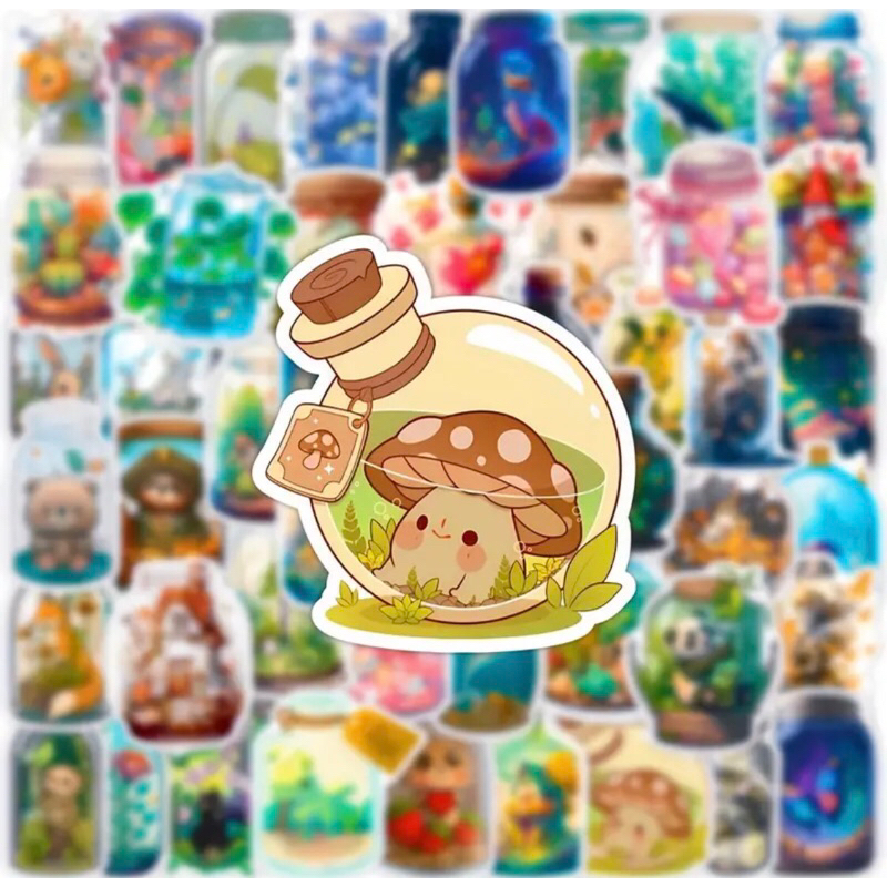 set 100 sticker những chiếc bình thuỷ tinh chứa đựng ước mơ