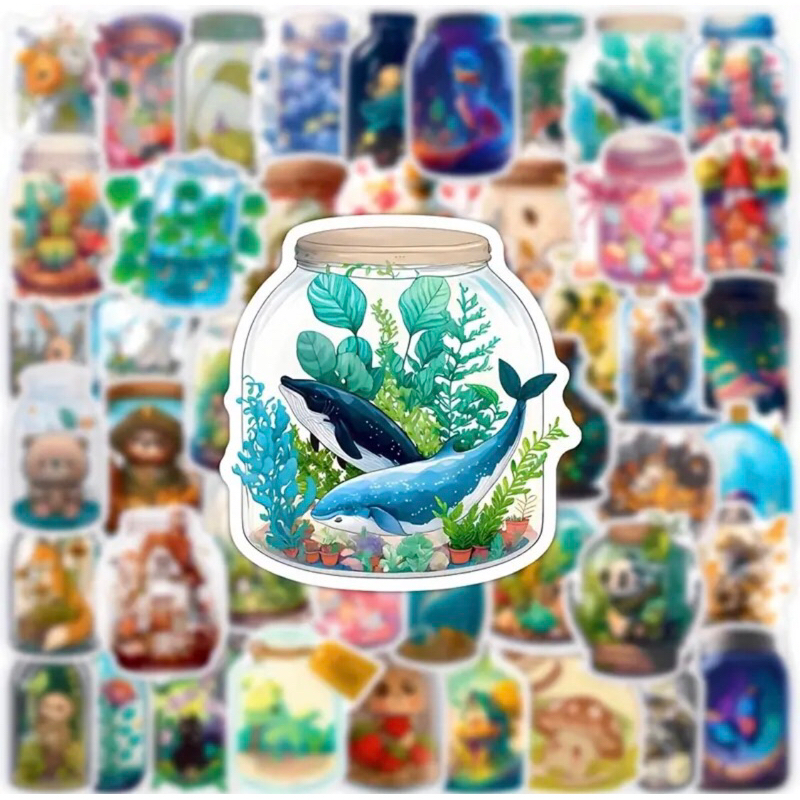 set 100 sticker những chiếc bình thuỷ tinh chứa đựng ước mơ