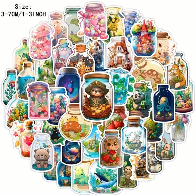 set 100 sticker những chiếc bình thuỷ tinh chứa đựng ước mơ