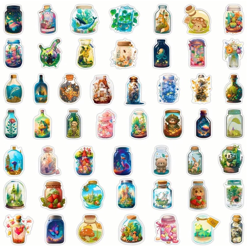 set 100 sticker những chiếc bình thuỷ tinh chứa đựng ước mơ